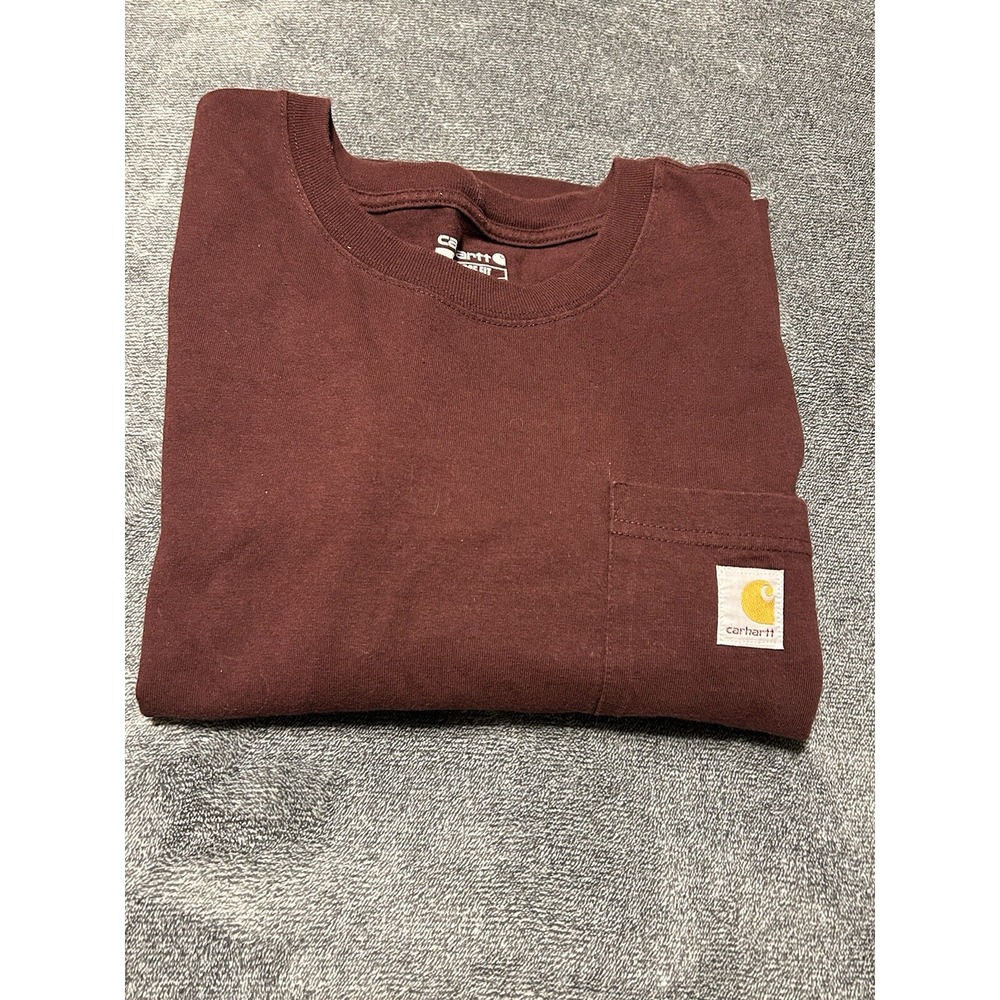 Carhartt Pocket T-Shirt Men's  2XL Loose Fit Maroon Red Short Sleeve